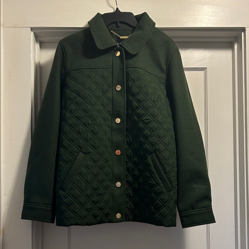 Isaac Mizrahi Live! Dark Green Women’s Quilted Utility Jacket, Size Medium